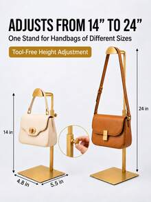 1/2/3pcs Adjustable Stainless Steel Handbag Display Rack, Titanium Gold Matte Finish, Suitable For Home Bedroom Boutique Store Mall Hanging Storage Of Bags, Hats, Jewelry - Gold - View 5