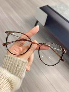 1 Pair Fashion Glasses, Minimalist Style, Suitable For Daily Wear, Transparent Glasses Accessory - Mocha Brown - View 4