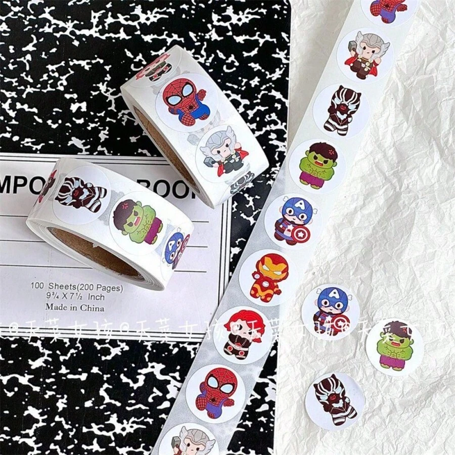 500pcs Avengers Roll Stickers, Hand Account Materials, Decorative Materials, Envelope Sealing Stickers, Polka Dot Stickers - Multicolor - View 1