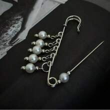 Fashionable Personalized Pearl Chain Brooch Universal Pin Accessory Anti-Exposure Beaded Clasp Pendant - Silver - View 6