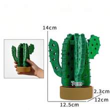 Plug-Free Natural Evaporation Felt Board Cactus Humidifier, Desert Style Realistic Green 3D Hollow Star-Shaped Perforated Physical Humidifier For Reptile Enclosure Decor, Daily Care For Tortoise, Lizard, Snake, Gecko And Other Reptiles - Multicolor - View 9