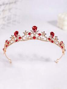 1pc European And American Style Exquisite Alloy Wedding Hair Accessory, Suitable For Women's Wedding Party Hair Accessory, Princess Style Party Headpiece - Red - View 1