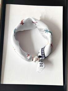 suzhichou 1pc Minimalist Leopard Print Magnetic Clasp Necklace, Pearl Pendant Slouchy Scarf, Lightweight Silk Scarf, Versatile Accessory, Multi-Functional Jewelry, Holiday Gift - Multicolor - View 16
