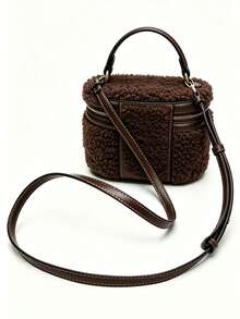 New Women's Vintage Box-Shaped Handbag, Exquisite Minimalist Shoulder Crossbody Bag - Coffee - View 4