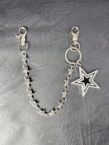Hip Hop Punk Street Style Metal Star Chain Pants Chain Niche Design European And American New Unisex Versatile Waist Chain Pocket Chain Keychain Wallet Chain Luxury Accessory Holiday Gift Multi-Layer Key Chain Punk Pants Chain Motorcycle Riding Jeans Accessory - Ancient White K - View 11