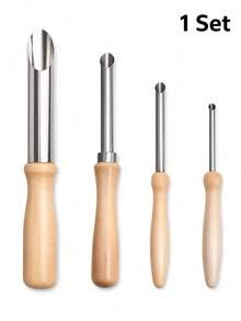 2/1sets Solid Wood Ceramic Clay Puncher, Pottery Drilling Tool, Wooden Handle Ceramic Puncher, DIY Soft Clay Punching Tool - Multicolor - View 12