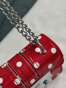 1pc Girls Polka Dot PU Snap Closure Minimalist Small Square Mini Crossbody Chain Bag Suitable For All Seasons Daily Use - A - View 6