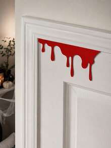 1pc Halloween Door Frame Decor, Scary Horror Style Red Dripping Design Door Corner Decoration, Home Decor Hanging Ornament, Hollow Seasonal Accessory, Suitable For Entry Door, Fireplace, Window, Thanksgiving, Halloween, Hallway, Wall, Holiday Display, Gift - 1 PC-a - View 4