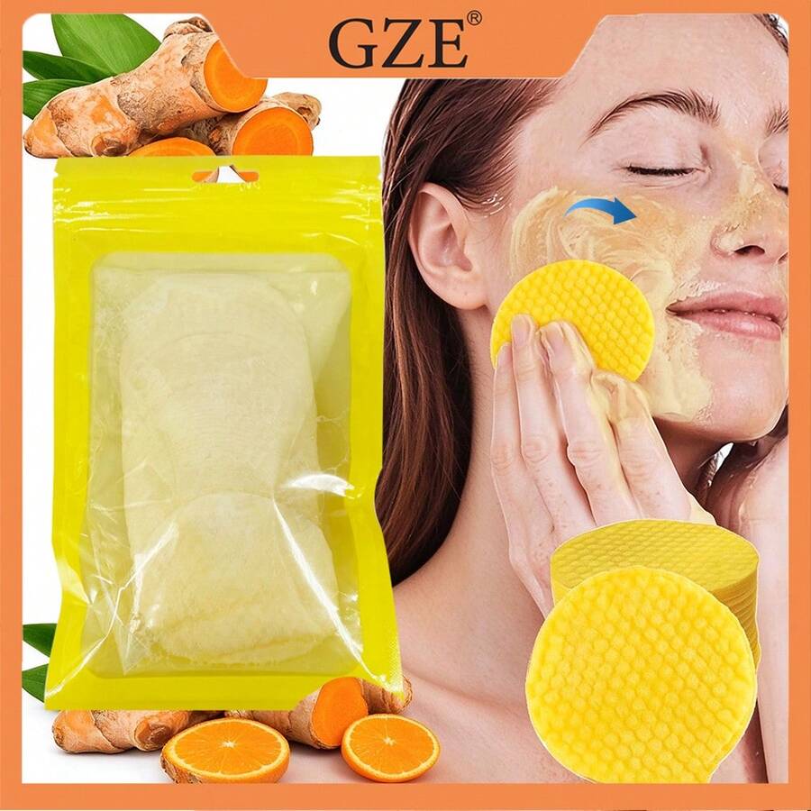 GZE Kojic Acid & Turmeric Cleansing Pads, 60 Count Facial Cleansing Pads For Daily Skincare, Glow, Improve Skin Texture, Easy Skincare Routine - Standard Packaging - View 1