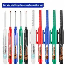 45mm Long Deep Hole Woodworking Marking Pen With Ink, Waterproof Long Tip Marking Pen, White Black Blue Red Green Ink, Multi-Purpose Woodworking Construction Marking Hand Tool - Sets - View 3