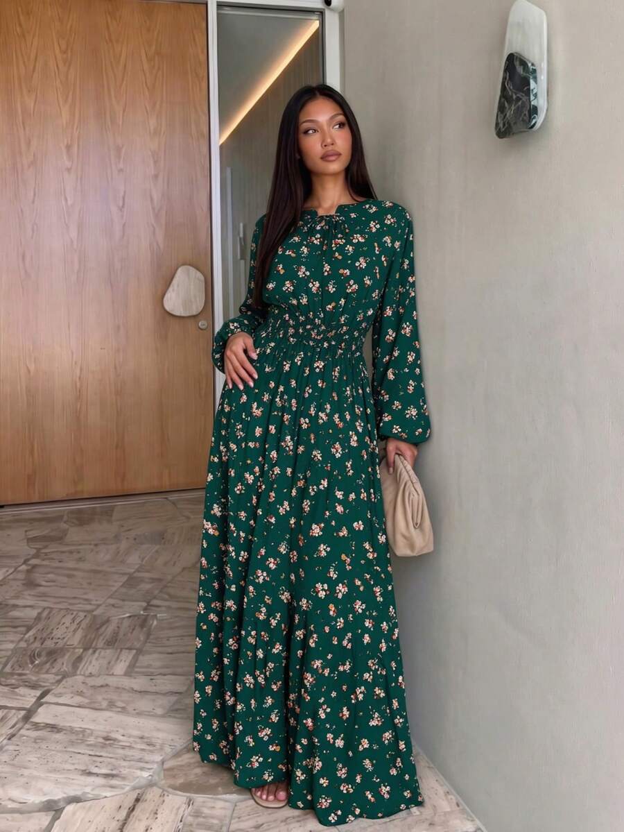 Muslim Women V-Neck Zipper Long Robe, Solid Color Loose Long Sleeve Plus Size Long Robe - Multicolor - View 1