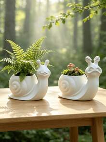 Cartoon Face Snail Planter, Spiral Shell Texture Design, Desktop Foliage Plant Pot, Suitable For Gifts - Cartoon Face Snail Planter - View 7