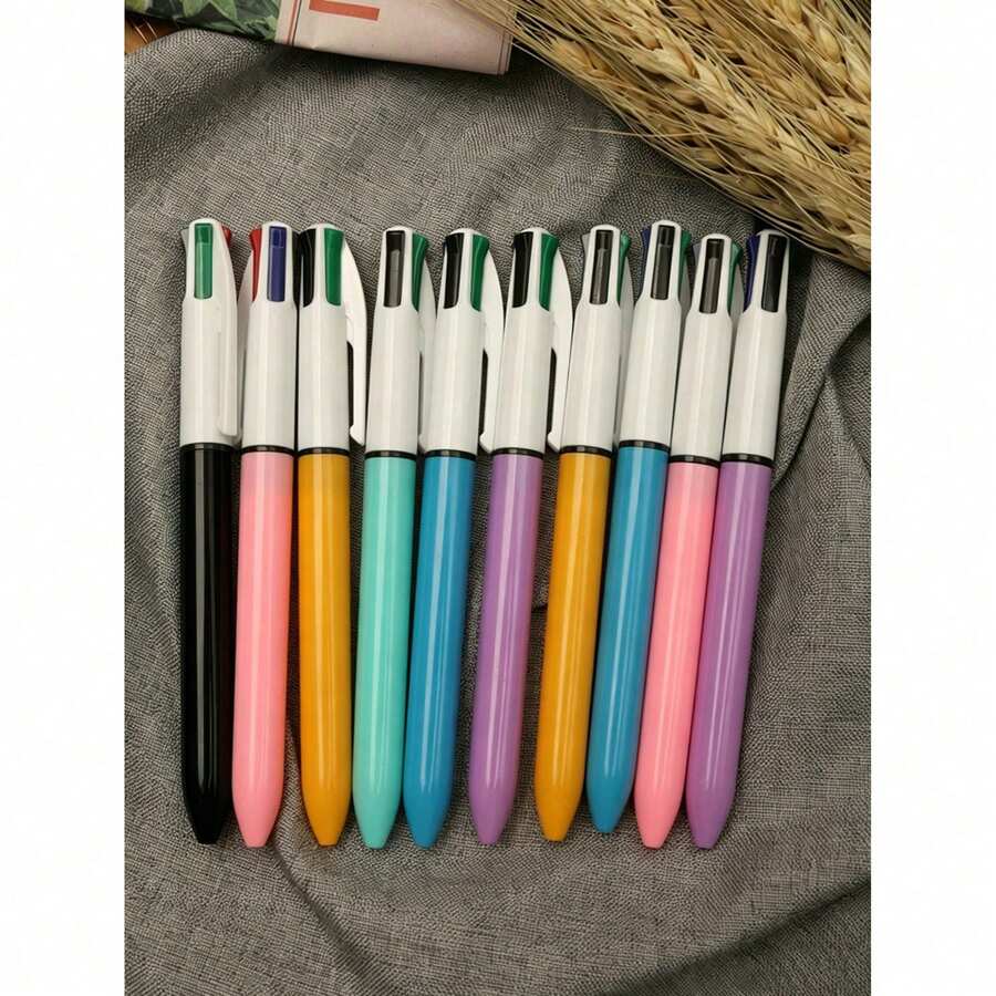 10 cây bút bi đa màu ngẫu nhiên, ngòi 1.0mm, bút 4 trong 1 nhiều màu, bút y tá dễ thương có thể thu ngòi, phù hợp cho trường học, học sinh, ghi chép y tá, bảng trắng, văn phòng phẩm, đồ dùng thiết yếu tựu trường - Bộ - Xem 1
