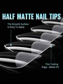 HOTWAY 96/240/360 Pieces, Short Almond Fake Nail Patch, Size 12 Transparent Semi Matte Acrylic Nail Tip, DIY Wearable Nail Artificial Nail - View 3