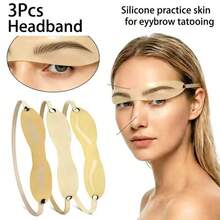 3PCS Wearable Eyebrow Practice Skin Headband, 3D Realistic Silicone Fake Skin, Microblading PMU Training Pad, Adjustable Reusable Brow Practice Pad, Easy Mapping Lining Shading For PMU Beginners - Multicolor - View 1