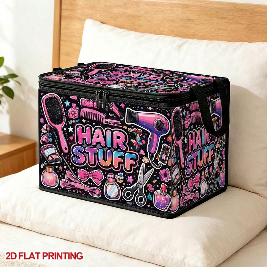 1PC Hair Styling Tool Pattern Foldable Storage Box With Lid, 2D Flat ...