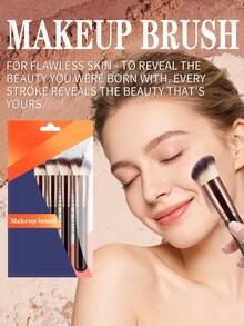 7pcs Multifunctional Makeup Brush Set With Packaging, Foundation Brush, Powder Brush, Blush Brush, Dual-Ended Eyebrow Brush, Eyeshadow Brush, Concealer Detail Brush, Gradient Soft Bristles, Even Powder Pickup - Multicolor - View 5