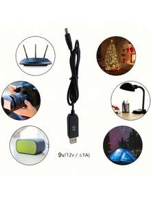 Cable de alimentación USB-DC Step-Up 5V a 8.4V 9V 12V, salida de cabezal redondo DC5.5*2.1mm, carga de banco de energía, router pequeño doméstico, módem, cámara de , mini ventilador, altavoz Bluetooth, disco duro, dispositivo, adaptador de alimentación temporal para exteriores - Multicolor - Ver 6