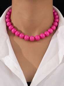 1pc Fashionable Minimalist Beaded Necklace For Women For Daily Decoration - Yellow Gold - View 11