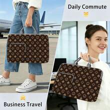 Classic Vintage Pattern Printed Laptop Bag/Briefcase - Made Of Soft Fabric, Compatible With Various Laptop And Tablet Devices, Equipped With External Zipper Pocket And Fixed Handle, Large Capacity Storage, Balancing Protection And Portability, Suitable For Work, Study And Travel, Essential For Daily Commute - Multicolor - View 6