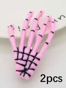 2pcs/Set Skeleton Hand Hair Clips, Halloween Party Spooky Hair Accessories, Bone Claw Hair Clips For Women, Gothic Style Cosplay Headwear, Halloween Trick Or Treat - Multicolor - View 7