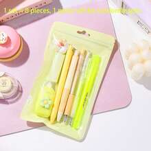 8pcs Cartoon Color Stationery Set, Highly Attractive Student Back To School Prize, Learning Supplies Gift Set - Multiple Styles - View 11