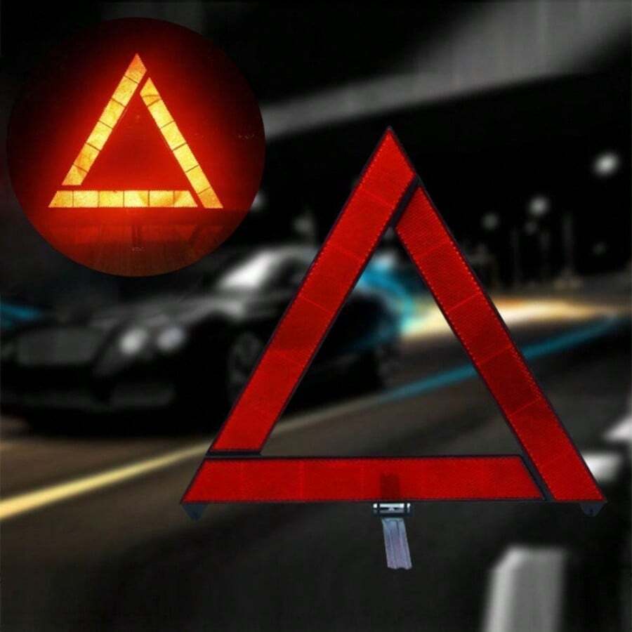 Reflective Safety Triangle, High Visibility Foldable Warning Sign, Durable Plastic Material Resistant To Damage, Clear Reflective For Day And Night Use, Quickly Deploy For Roadside Breakdowns And Emergency Parking, Portable Design Saves Car Space, Solves The Pain Points Of Unclear Warning And Inconvenient Tools During Unexpected Breakdowns, Essential Safety Warning Tool For Car Owners Roadside Assistance