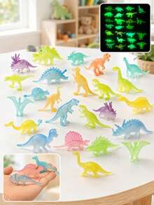 12 Model Dinosaurus Bercahaya, Mainan Dinosaurus Fluorescent yang Bersinar dalam Gelap, Patung Dinosaurus Mini Kecil - MultiWarna - View 1