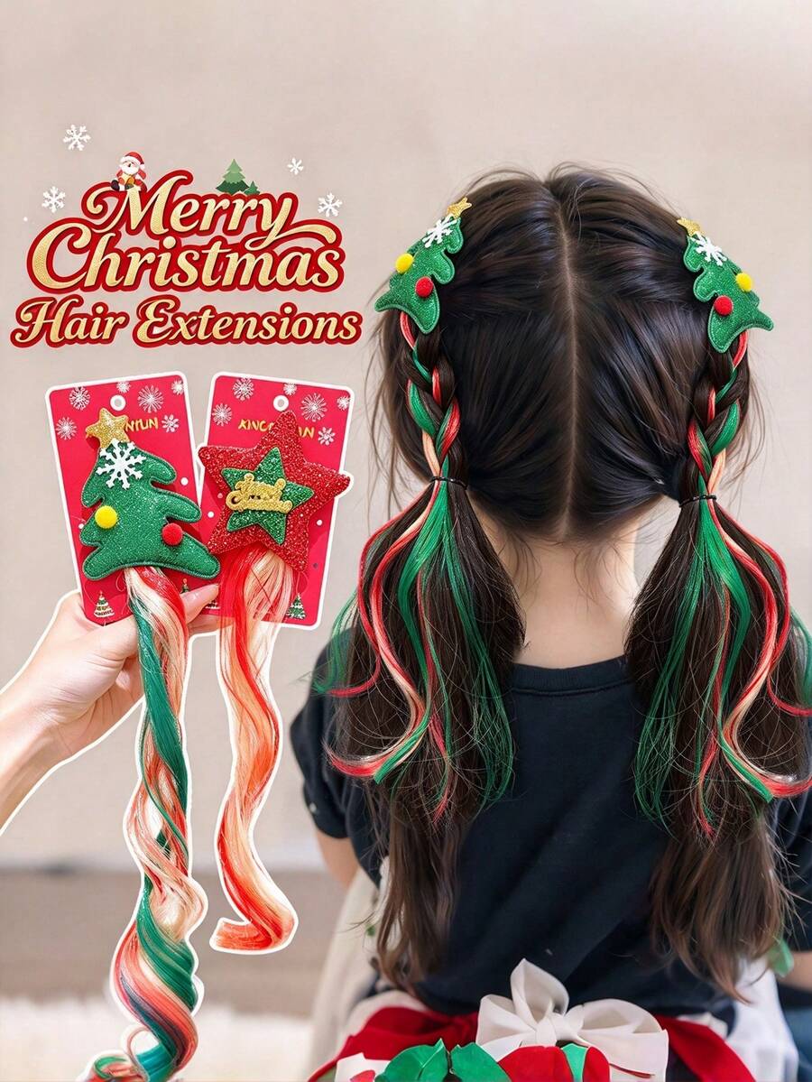 Christmas Girl Wig Hair Accessories - Holiday Christmas Tree & Star ...