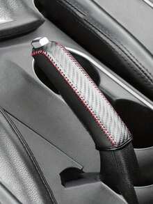 1pc Car Handbrake Cover Non-Slip Wear-Resistant Car Gear Shift Cover Sewn PU Leather Handbrake Handle Cover Interior Accessories - A - View 4