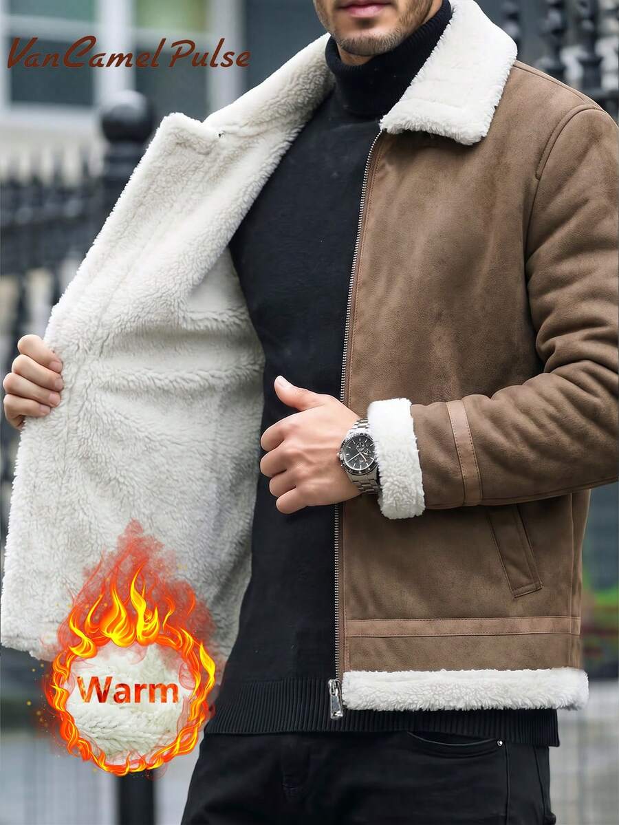 Vancamel Pulse Men's Outdoor Sports Jacket, Fleece Fashion Casual Zip-Up Jacket - Coffee Brown - View 1