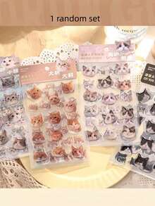 Cat Head Flat Stickers, Cute Cat Guka Stickers For Phone And Computer Decoration - one-size - View 10