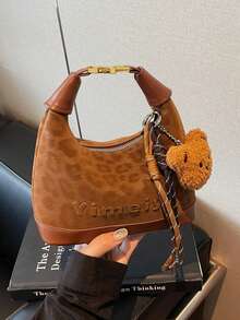 1pc Girls Leopard Print PU Zipper Closure Fashion Handbag/Crossbody Bag Suitable For All Seasons Daily Use Without Pendant - A - View 9