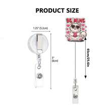 1pc Valentine's Day Acrylic Glitter Dwarf Cat Retractable Badge Reel With Heart Element - Multicolor - View 2