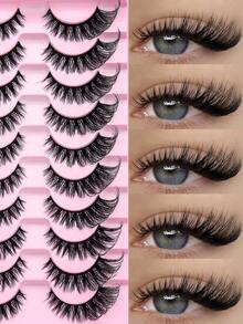 10 Pairs Cat Eye Faux Mink False Eyelashes, Fluffy And Lightweight, Long And Natural, Easy To Wear, Suitable For Beginners, Reusable, Strip False Eyelashes, Eyelashes, False Eyelashes - View 6