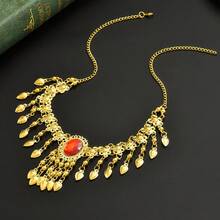Vintage Metal Short Collarbone Chain Hollow Floral Pattern Multi-Layer Water Drop Tassel Women's Evening Dress Accessory - Gold - View 7