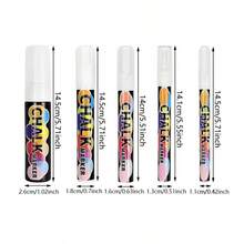 5pcs Erasable Dust-Free White Liquid Chalk Pens, Smooth Writing With Rich Color, Easily Erasable Without Residue, Suitable For Blackboard, Glass, Ceramic, Mug And Other Smooth Surfaces, Menu Graffiti, Store Signage, Hand-Drawn DIY, Home Decor And More, Comfortable Grip, Clean And Hassle-Free Creation - Rectangle - View 2