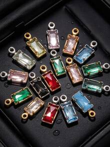 20Pcs Rectangle Glass Crystal Charms,304 Stainless Steel Gold Plated Multicolor Pendants,Charms For Jewelry Making,Diy Necklace Bracelet Supplies - Rhinestone Pendant - View 2
