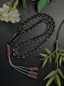 1pc New Ramadan 45-Bead Handmade Woven 3-Tassel Prayer Beads Bracelet, Unisex Portable Religious Handheld Counting Tasbih, Middle East Ramadan Festival Gift - Multicolor - View 1