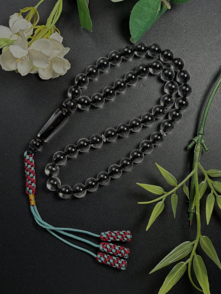 1pc New Ramadan 45-Bead Handmade Woven 3-Tassel Prayer Beads Bracelet, Unisex Portable Religious Handheld Counting Tasbih, Middle East Ramadan Festival Gift - Multicolor - View 1