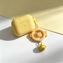 Cute Viral Red Cat & Fish Protective Case Compatible With Apple 543/Pro Bluetooth Earbuds - Yellow - View 1