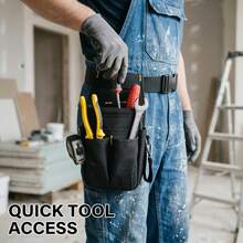 Multi-Function Tool Waist Bag, Wear-Resistant Oxford Fabric With Multi-Compartment Pocket Design, Equipped With Metal Hook For Storing Small Accessories, Adjustable Buckle Waist Belt, Can Be Worn Around The Waist, Convenient For Carpentry, Electrical And Maintenance Work, Organized Storage For Screwdrivers, Wrenches And Other Small Tools, Easy Access - A - View 6