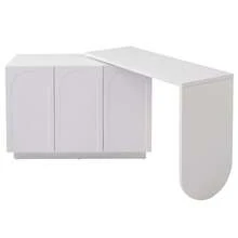 Old SKU: LY316604AAA-L-Shaped Rotating Computer Desk, Office Desk, Vanity, White 110 Cm - White - View 8