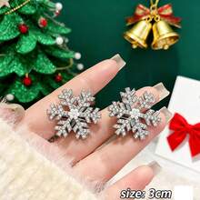 4pcs/1pc Autumn/Winter Snowflake Pearl Hair Clips For Women, Small Alligator Hair Clips, Front Hair Bangs Clips, Hair Accessories, Premium Style, Holiday Party Decoration, Casual Small Gift - White - View 5
