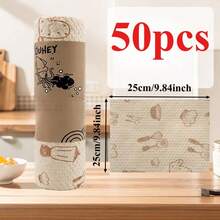 20pcs/Roll Cleaning Cloths. High Absorbency, Durable, Machine Washable, Multi-Functional Absorbent Tear-Off Cloths, Household, Kitchen Dish Cloth, Washable Wet & Dry Thickened, Space-Saving Modern Square Cloths, Tear-Off Household Kitchen Cleaning Cloths - Multicolor - View 4