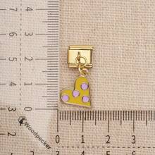 1PC Enamel Dangle Charm, 9mm Italian Modular Bracelet, 18K Gold‑Plated Alloy, Cute Cartoon DIY Jewelry Accessory For Women Girls - Macaron-colored Playful Design - View 20