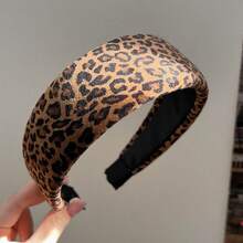 American Vintage Leopard Print Sponge Wide Headband, Soft Fabric Non-Tight Hair Accessory, Slouchy Styling Accessory For Adults - Multicolor - View 8