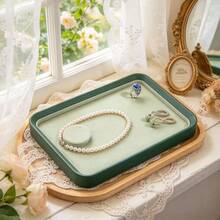 1pc French Vintage Luxury Jewelry Tray, Leather Suede Necklace Ring Earring Bracelet Selection Tray, Jewelry Storage Display Prop - Multicolor - View 5