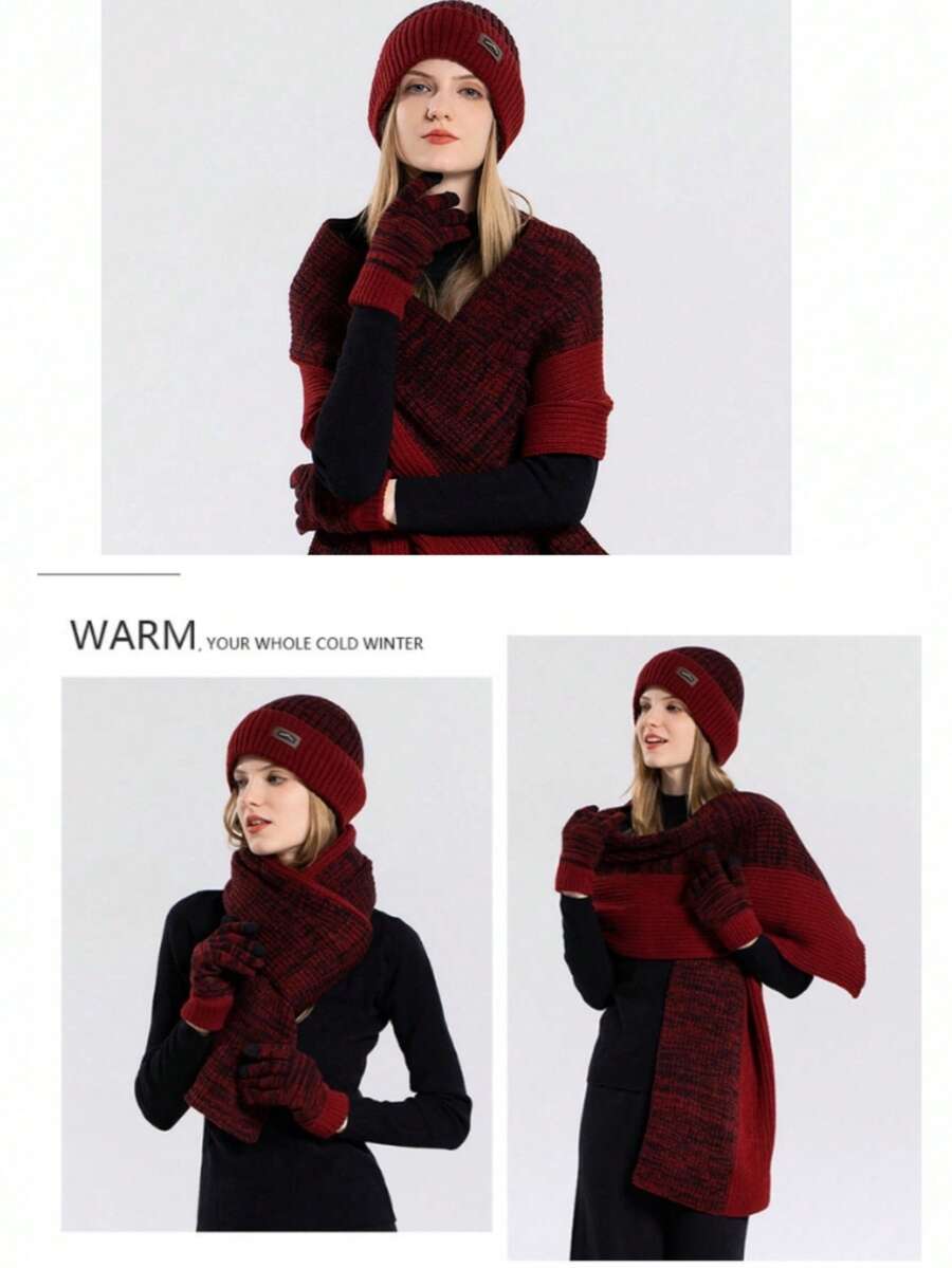 Unisex Fall/Winter Fleece-Lined Warm Knit Hat – Extended Windproof Scarf, Top Warm Gear For Students & Couples, Thick Cold-Proof For Winter Outdoor - Winter Scarf - View 1