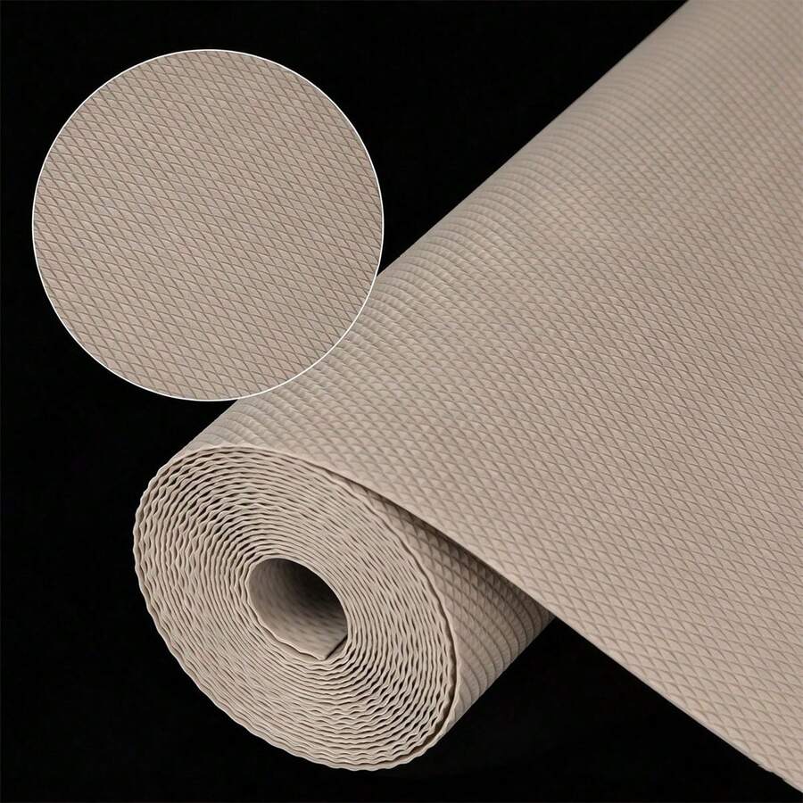 1 Roll 11.8*39.4 Inch Drawer Liner, Moisture-Proof, Mold-Proof, Dust-Proof, Non-Slip, Beige Refrigerator Mat, Kitchen Waterproof And Oil-Resistant - Khaki - View 1